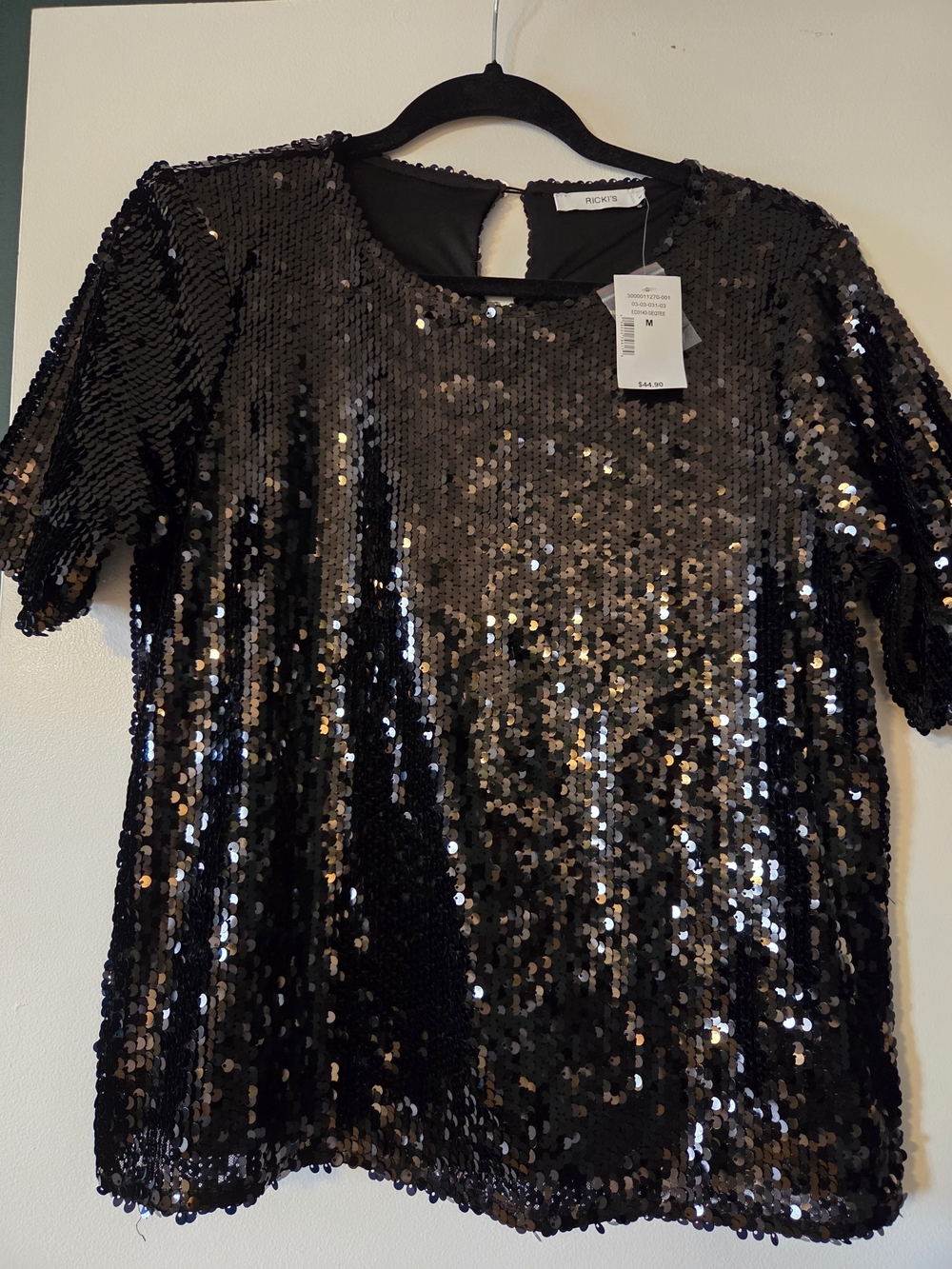 Ricki's Black Sequin Short Sleeve Top